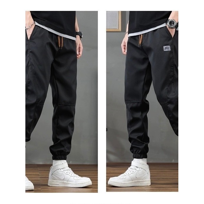 #054#L-5XL#กางเกงขายาวผู้ชายผ้าคอตตอนทรงขาจั้มงานปักสวยๆกางเกงแฟชั่นสไตล์เกาหลีเอวยางยืดใส่สบาย