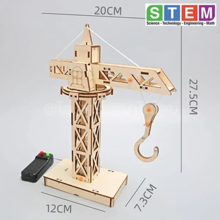 T-M217 ชุดประกอบไม้ ทาวเวอร์เครน รีโมท Tower Crane Remote Wooden Kit STEM Education ของเล่นเสริมทักษะ เสริมพัฒนาการ ช...