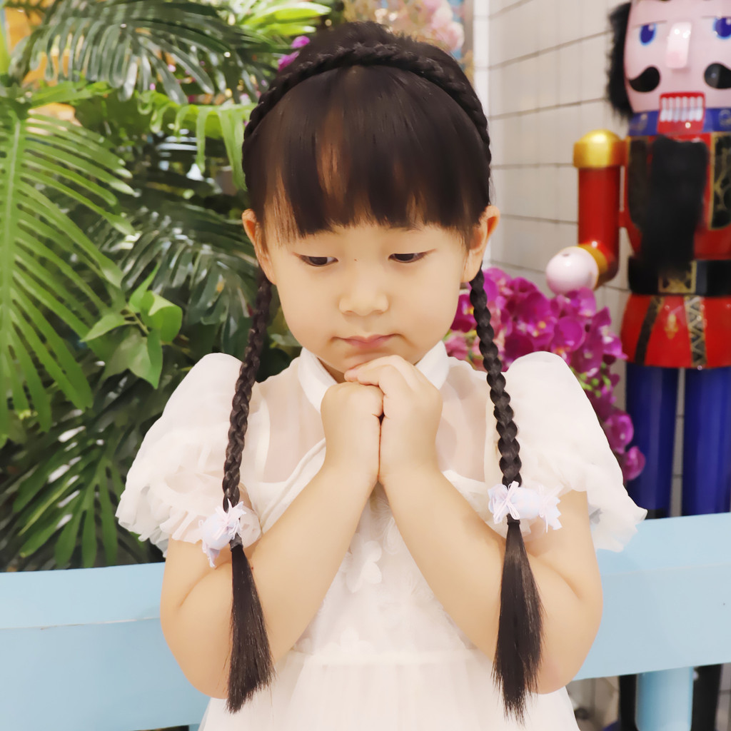 ที่คาดผมหางม้า แบบถักเปียคู่ เหมาะกับของขวัญวันเกิด สไตล์เจ้าหญิง สําหรับเด็กผู้หญิง