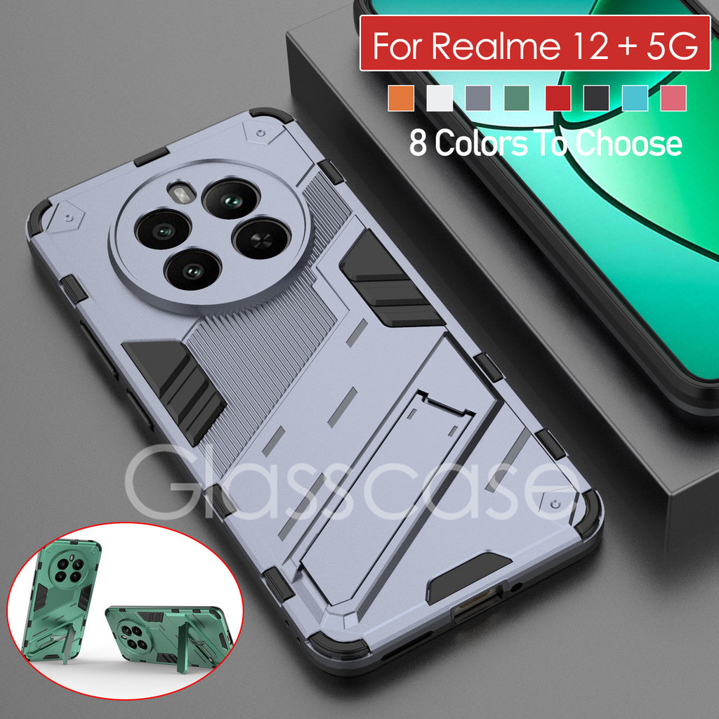 ปลอกกันกระแทก 3D สําหรับ realme 12/12X/12 Pro/12 Pro Plus/13 Pro/13 Pro Plus พร้อมขาตั้ง Hard Back