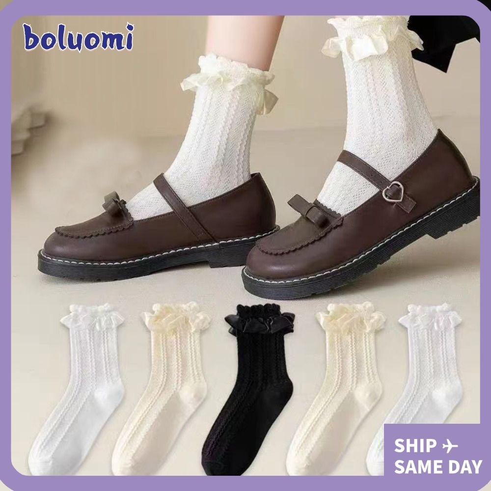 Boluomi ถุงเท้าลูกไม้สีขาว, ถุงเท้าโลลิต้าตาข่ายเจ้าหญิง, ฤดูใบไม้ร่วงฤดูใบไม้ผลิหวานแมรี่เจนรองเท้าถุงเท้าเด็กผู้หญิง