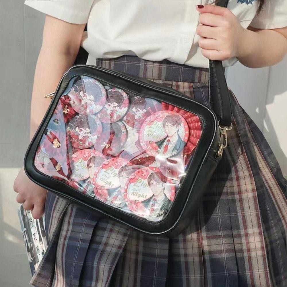 Adamesuo สีทึบ Itabag, กระเป๋าซิป PU กระเป๋าโปร่งใส, มัลติฟังก์ชั่ผ้าฝ้ายตุ๊กตากระเป๋ากระเป๋าสตางค์กระเป๋าสะพายกระเป๋าเดินทาง