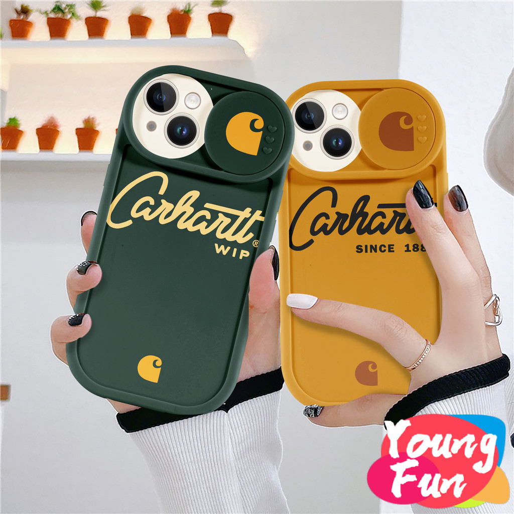 สําหรับ iPhone carhartt แบรนด์เก๋ 14 XR 13 11 12 Pro Max 8 7 6 6S Plus X Xs Max Se 2020 13 12 11เคสโทรศัพท์มือถือ ทรงกลม แบบเลื่อนได้