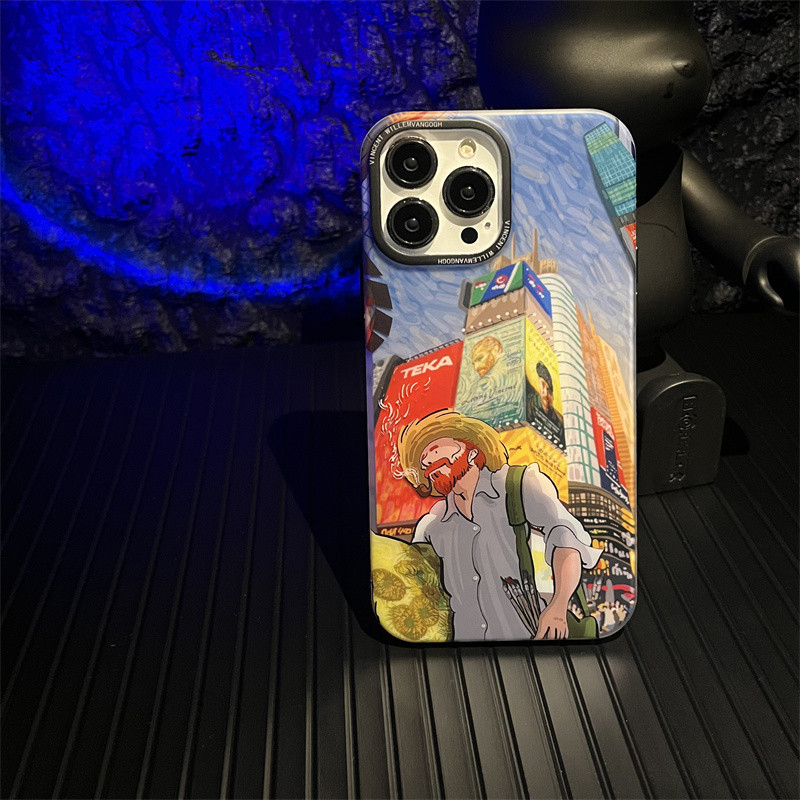 ใหม่ เคสโทรศัพท์มือถือ เคลือบสองด้าน กันกระแทก ลาย Van Gogh สําหรับ iPhone 15 14 13 12 11 Pro Max XR XS 7 8 Plus