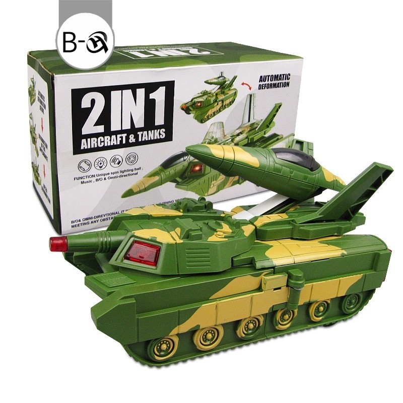 BHQ ของเล่นรถถัง รถถัง เครื่องบิน  2n1 หมุนได้  360 องศา มีไฟมีเสียง  ของเล่นเด็