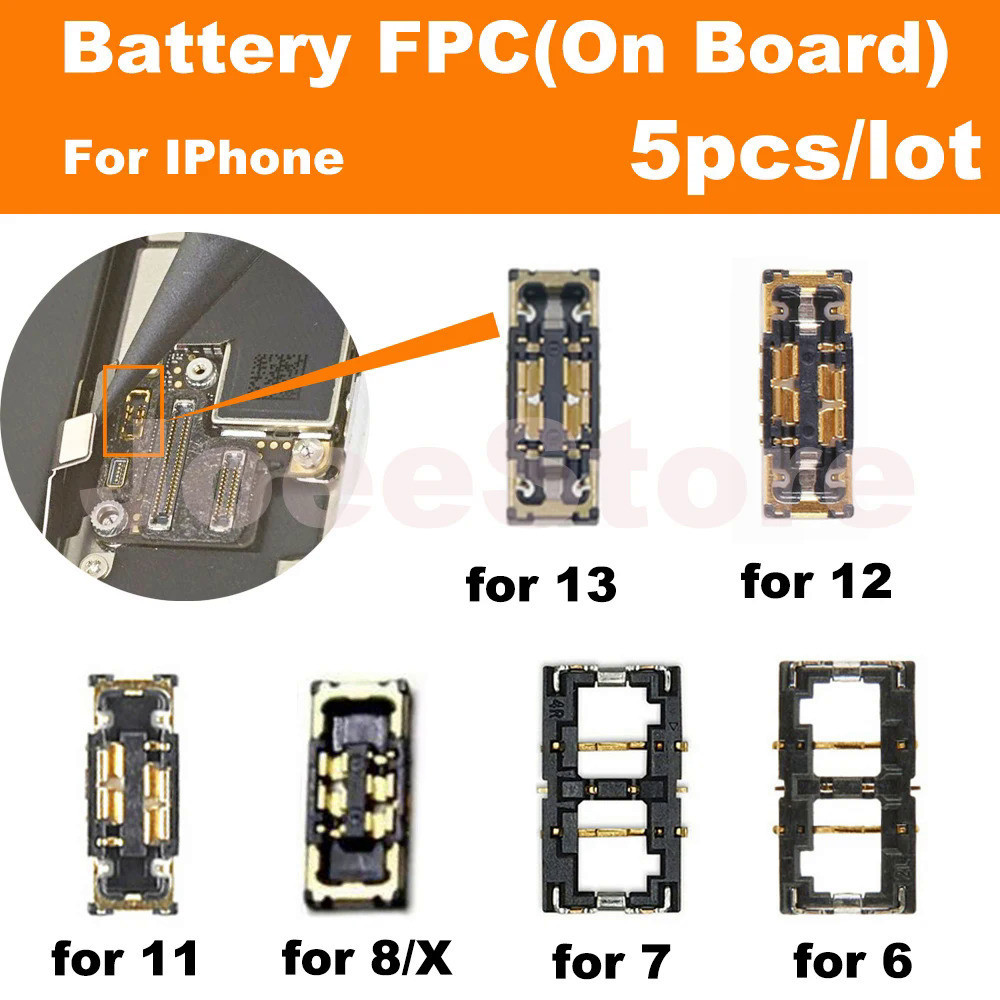 อะไหล่สายเคเบิลเชื่อมต่อแบตเตอรี่ FPC สําหรับ iPhone X XS XR 11 12 13 14 Pro Max 6 6S 7 8 Plus 5 ชิ้น