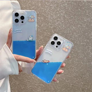 เคสโทรศัพท์มือถือแข็ง ปิดด้านหลัง แบบทรายดูด ลายการ์ตูนลูกสุนัขเล่นเซิร์ฟ กันกระแทก ป้องกันกล้อง สําหรับ iPhone15 14 13 12 11 Pro Max