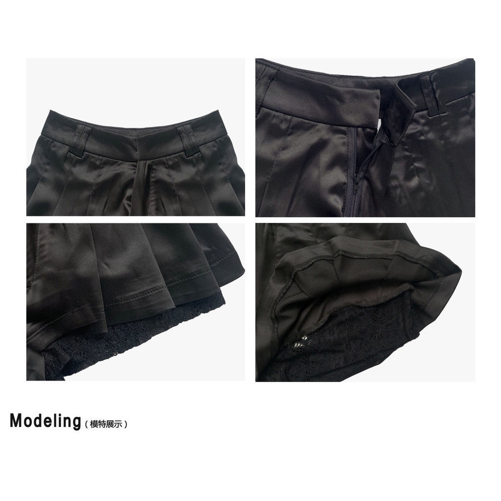 กางเกงขาสั้นลําลอง ผ้าซาติน เอวสูง ผ้าลูกไม้ เข้ากับทุกการแต่งกาย สไตล์เกาหลี สําหรับสตรี - รูปที่ 3