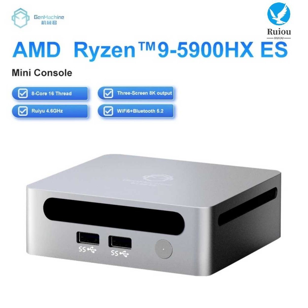 Genmachine AMD Ryzen 9 5900HX ES Mini PC Windows 11 Pro DDR4 Max 64GB 3.2GHz สูงสุด 4.6GHz WIFI6 BT5.2 Mini คอมพิวเตอร ์ PC Gamer