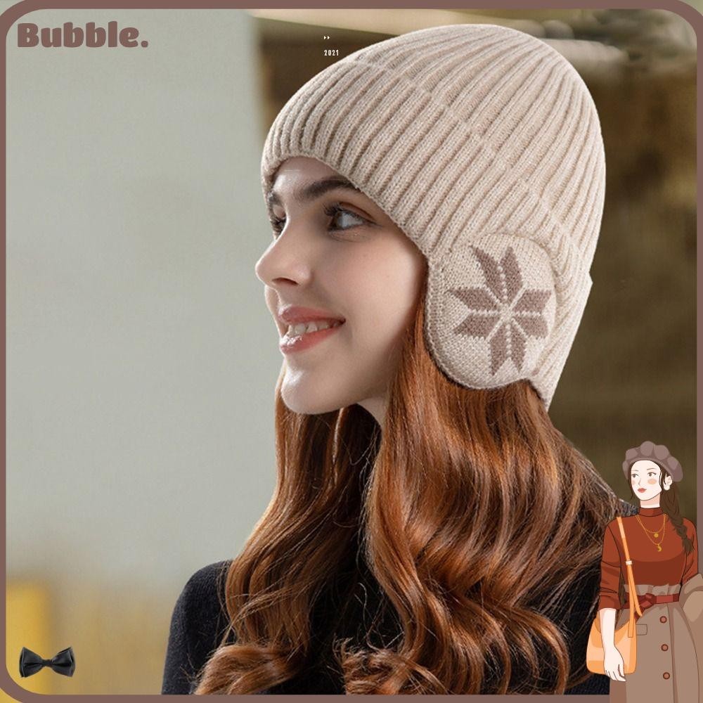 Bubble หมวกผ้าถัก แบบหนานุ่ม กันลม แฟชั่นฤดูหนาว