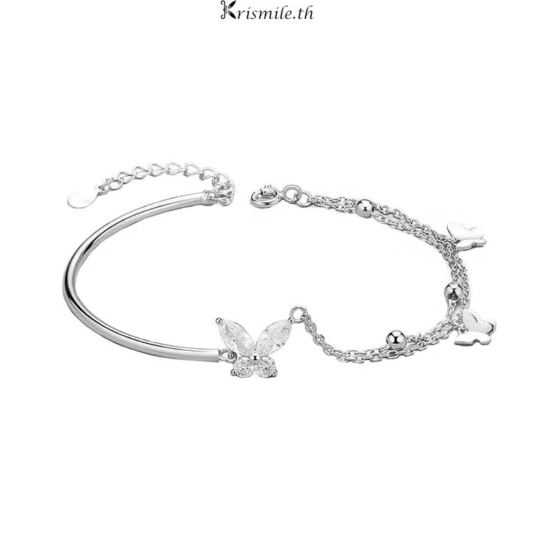 COD-ในไทย💖สร้อยข้อมือครึ่ง สร้อยข้อมือผีเสื้อ Flash Diamond สร้อยข้อมือสองชั้น สร้อยข้อมือ Super God