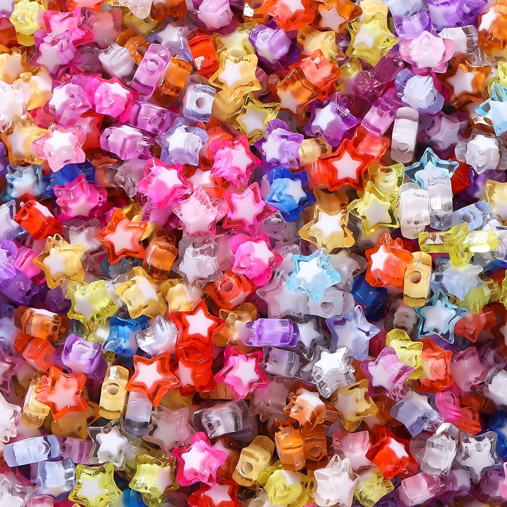 ลูกปัดอะคริลิคดาว5แฉก 30ชิ้น 9x10มม. สำหรับDIYสร้อยข้อมือ สร้อยคอ งานแฮนด์เมด