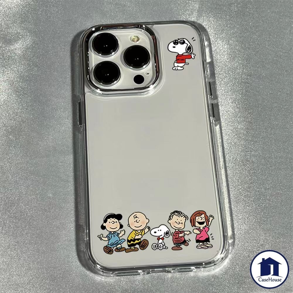 ส่งจากไทย คสปุ่มชุบ Snoopy น่ารักหรูหราเข้ากันได้สำหรับ iPhone 15 11 13 14 12 Pro Max 7 8 Plus XR X XS Max