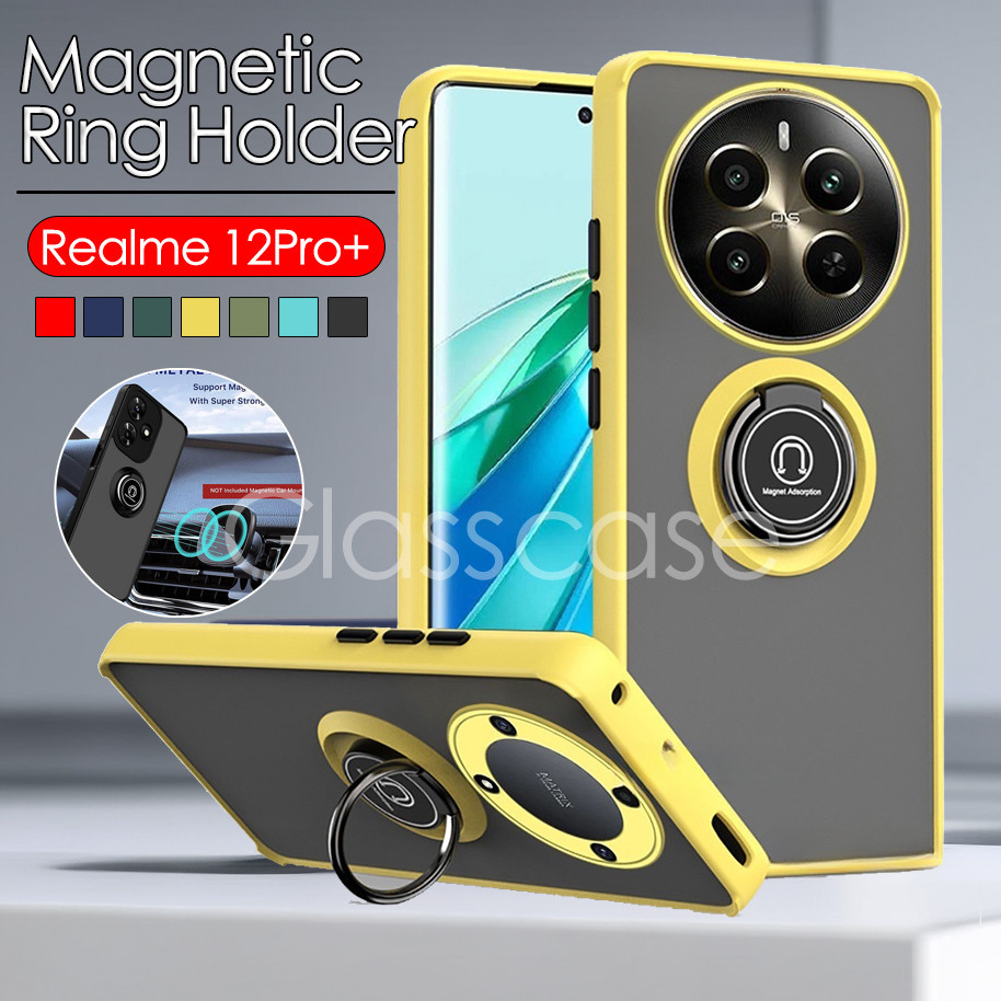 ปลอกสําหรับRealme 12 14 pro plus 12 + 12X 12pro 12proplus 12pro + 14X 14pro + Realme12proplus Matteแหวนเคสโทรศัพท์กันกระแทกปลอกวงเล็บป้องกันฮาร์ดปกหลัง