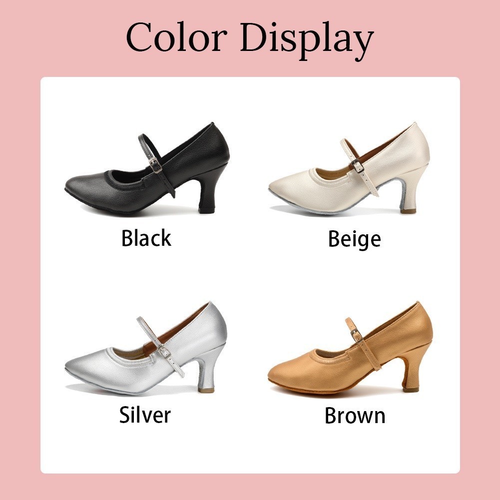 รองเท้าเต้นรําละติน หนัง PU ส้นสูง 7 ซม. สไตล์โมเดิร์น สําหรับผู้หญิง