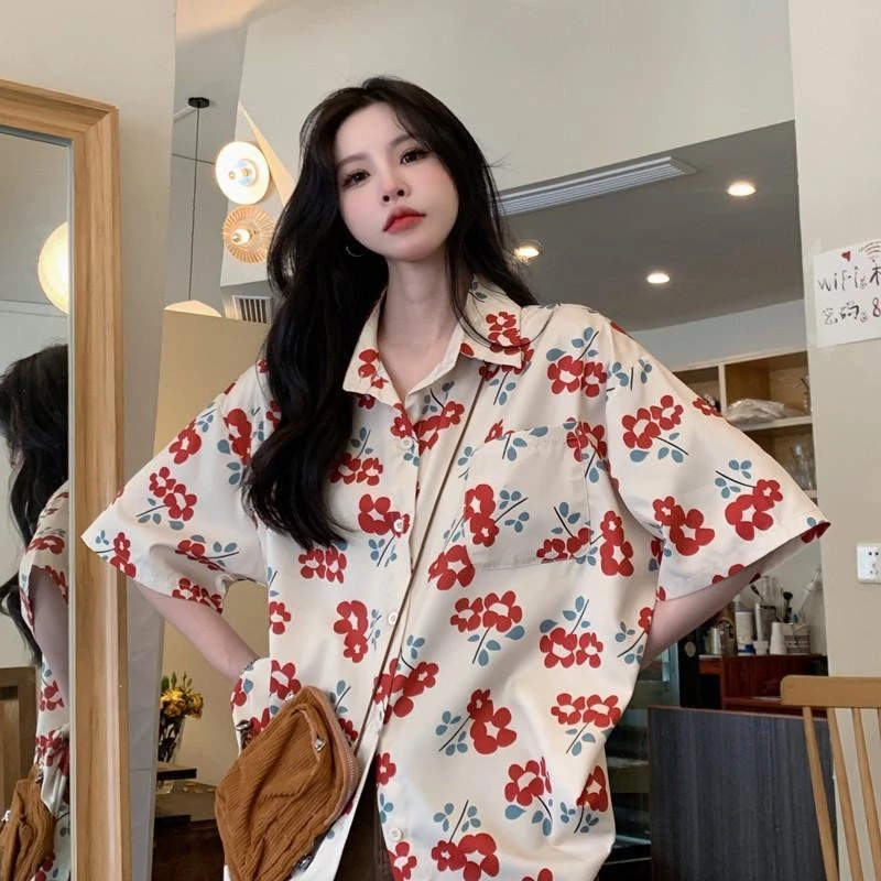 Dahong เสื้อฮาวายลายดอก แขนสั้น W370 thumbnail 5