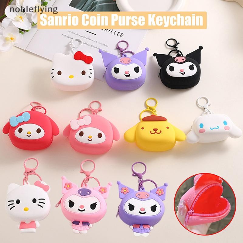 Nf Sanrio Hello Kitty กระเป๋าใส่เหรียญพวงกุญแจ Kuromi Melody Cinnamoroll ซิลิโคนหูฟังกระเป๋าเก็บกระเป๋านักเรียนจี้กระเป๋าสตางค์ของขวัญ nobleflying