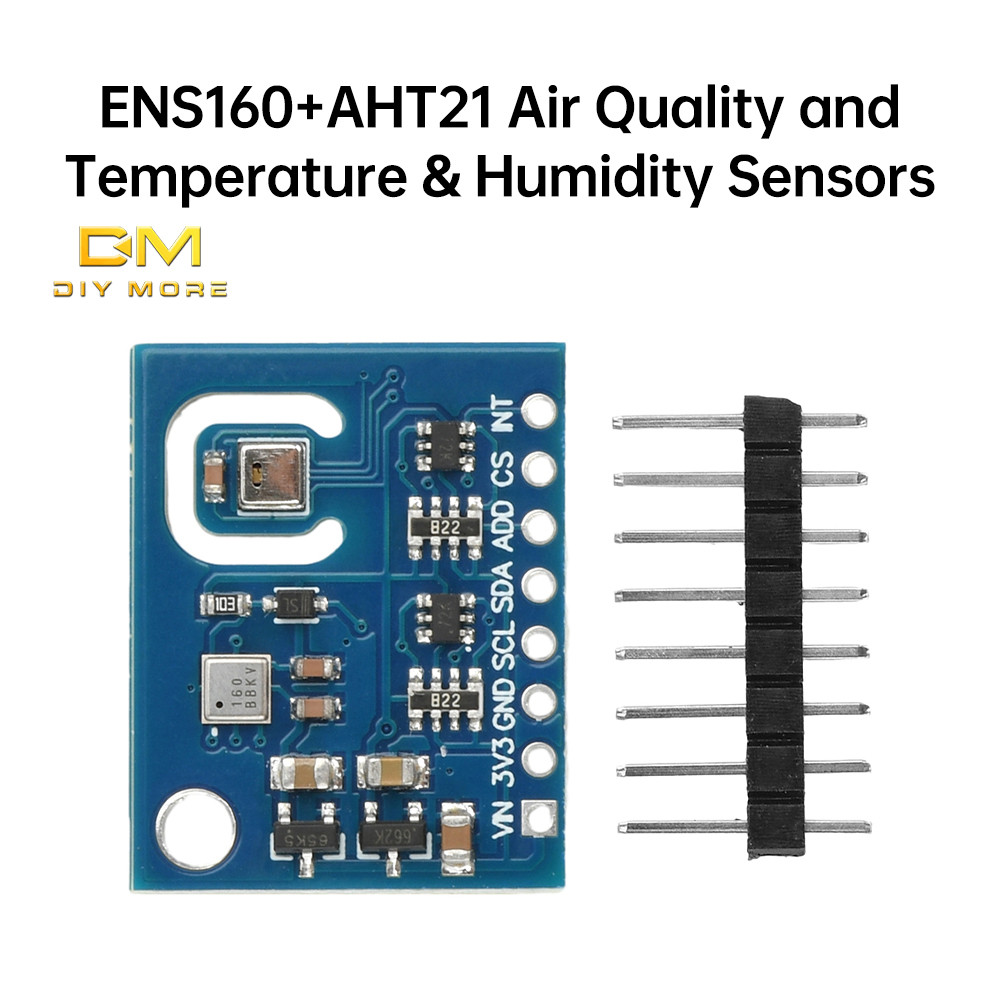 Diymore ENS160+AHT21 โมดูลเซ็นเซอร์คาร์บอนไดออกไซด์ CO2 eCO2 TVOC คุณภาพและอุณหภูมิและความชื้น