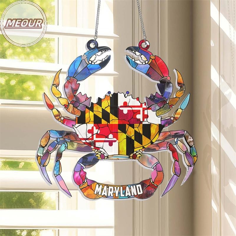 Meour Maryland Crab Charms Maryland ธงอะคริลิคแขวนป้าย MD Crab Wall Art Decor ความแปลกใหม่ Maryland 