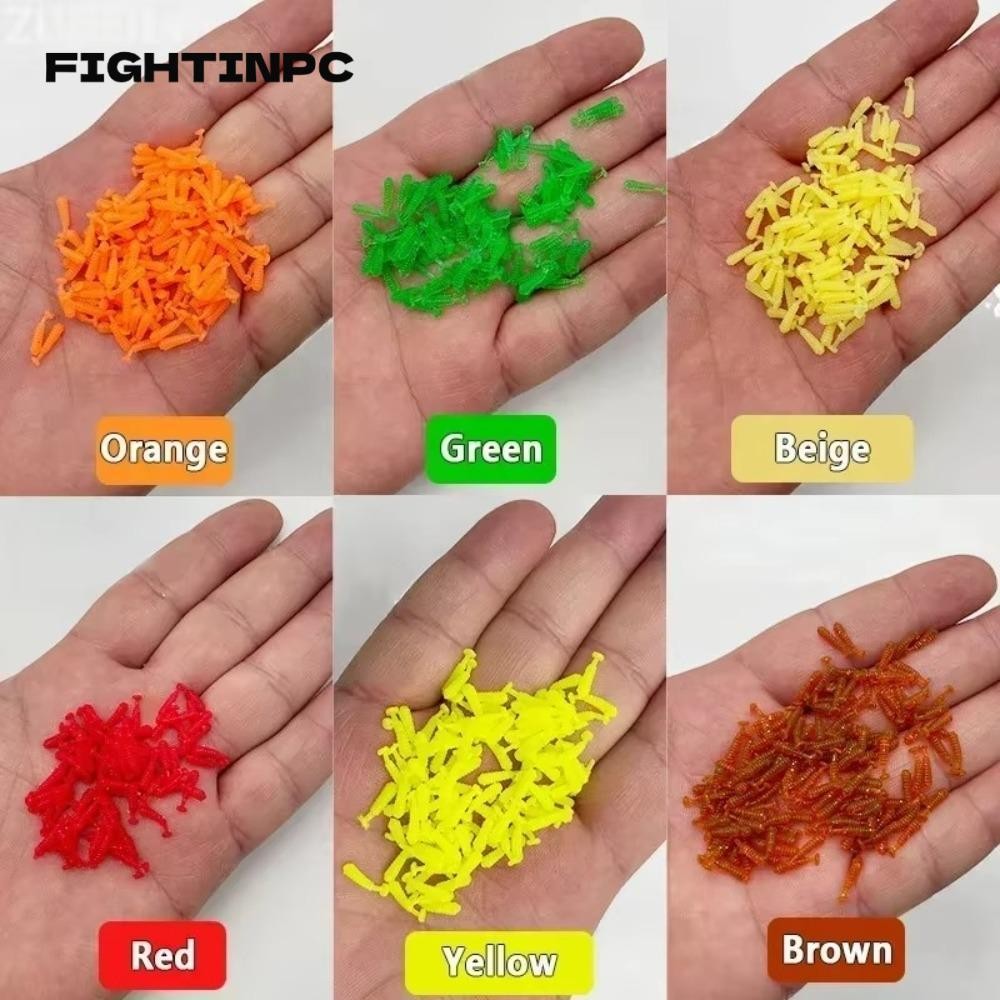 Fightinpc 100 ชิ้นเหยื่อตกปลาจิ๊ก, 6 สี 1 ซม.เหยื่อตกปลาอ่อน, อุปกรณ์ตกปลา T Tail ซิลิโคน Minnow เหยื่อตกปลา