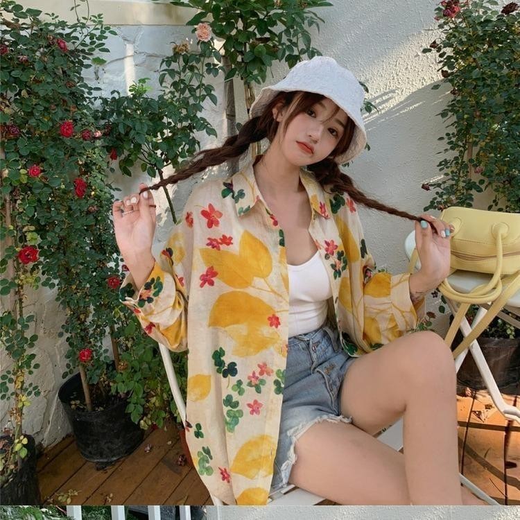 Cuites เสื้อแขนสั้นผู้หญิง เสื้อลายดอกไม้ เสื้อฮาวายผู้หญิง W378 thumbnail 3