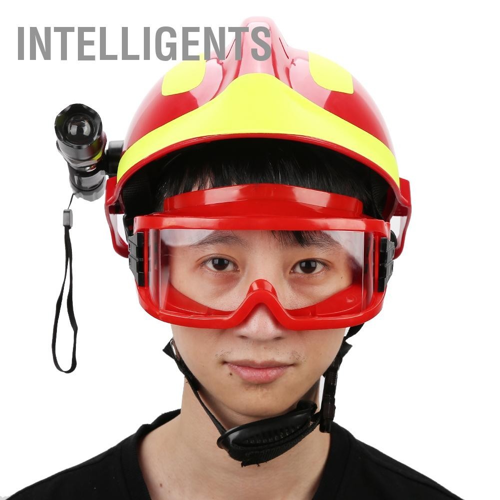 IntelligentS หมวกกันน็อคกู้ภัยกู้ภัยป้องกันการกระแทกนักผจญเพลิงหมวกแข็งพร้อมไฟหน้าและแว่นตา