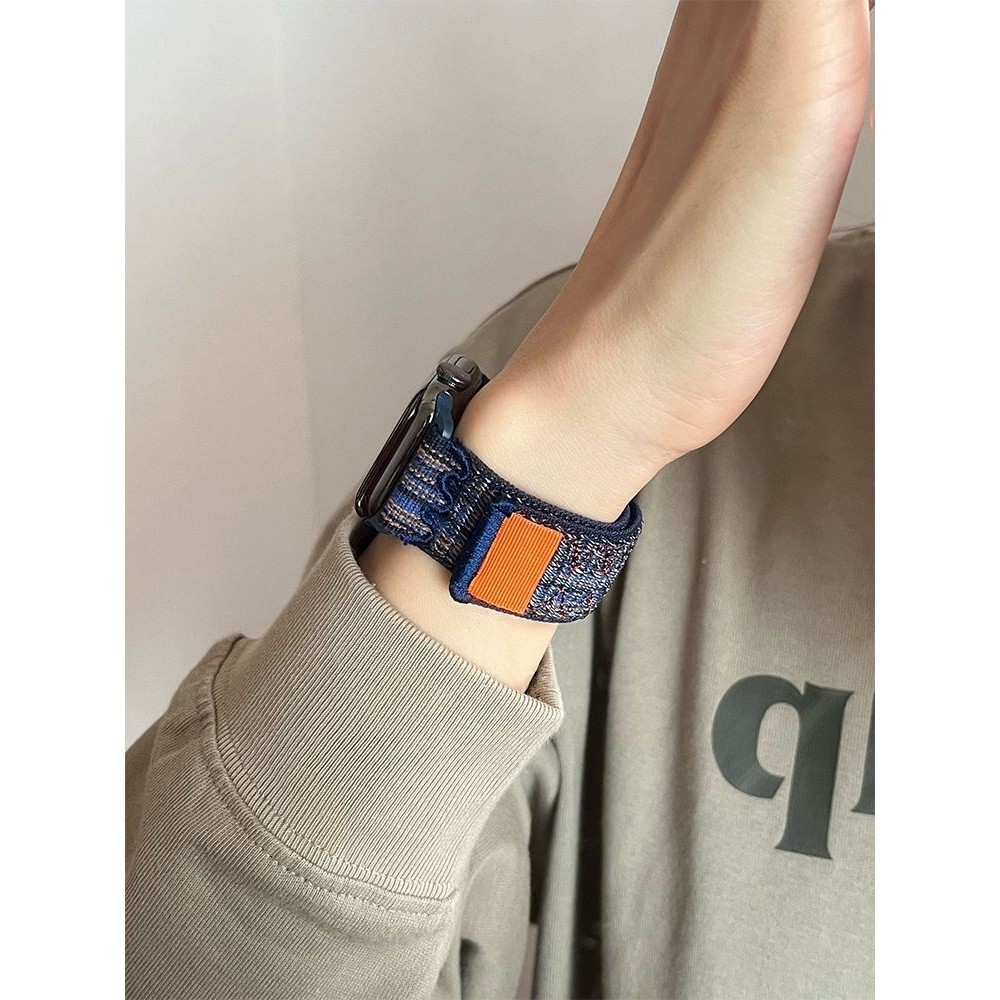 เหมาะสําหรับ iwatch9/S8ultra Velcro Loop Strap Apple Watch AppleWatch7/654 สายไนลอน