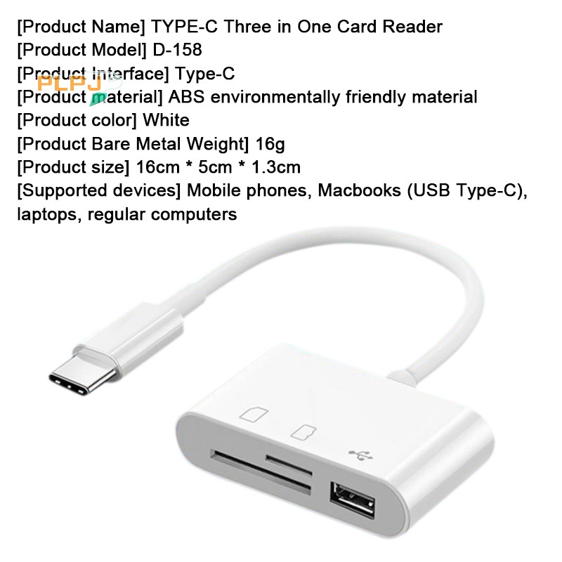 Plpj อะแดปเตอร์การ์ดรีดเดอร์ Type-C Micro TF CF SD USB-C สําหรับ Xiaomi Huawei Macbook Windows USB Type C