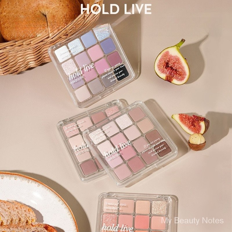 Hold Live Checkered 16 Colors Eye Shadow Plate Pink Brown Pearlescent Honeydew Plate Autumn and Winter Matte Eye Shadow FDDS