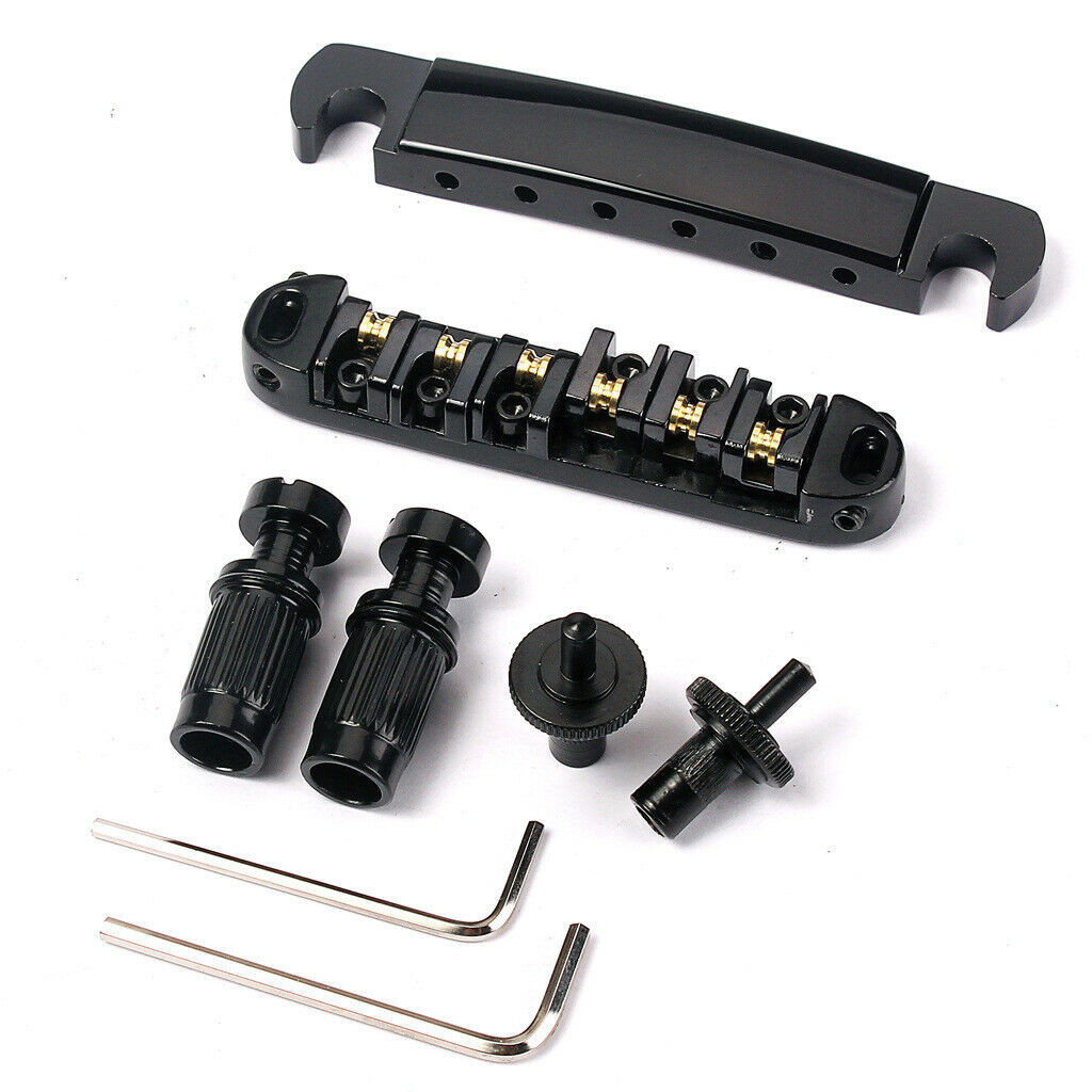 HS- (จัดส่งฟรี) Les Paul Guitar Parts Tune O MATIC Guitar Bridge Roller Black Saddle Bridge Tailpiec