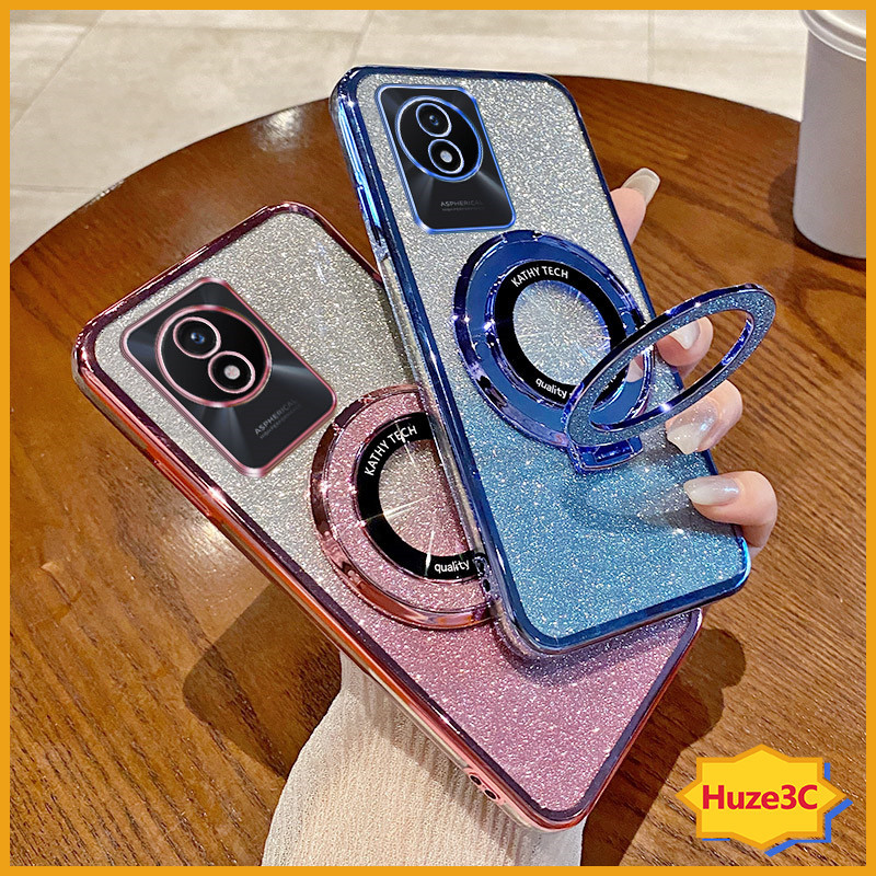 เคส Vivo Y02A Y02T Y02 Y02S Y35 Y16 Y27 4G เคสโทรศัพท์มือถือ แบบพับได้ พร้อมขาตั้ง สําหรับ ZJSF