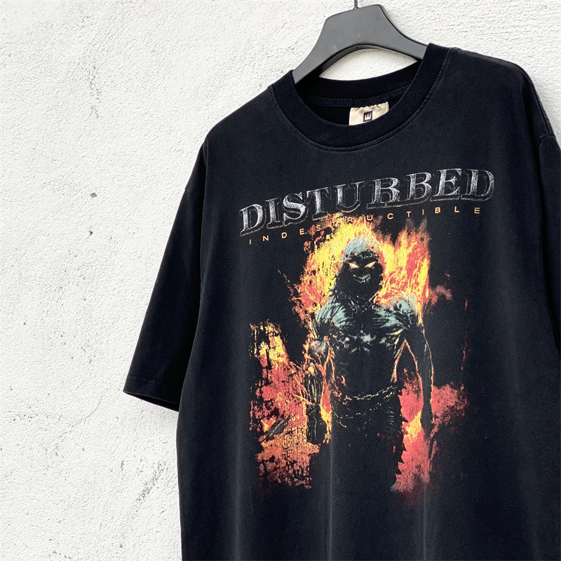 เสื้อยืดแขนสั้น พิมพ์ลาย Biber's Disturbed Indestructible Flame Venom สีขาว สไตล์วินเทจ เรโทร น้ําหนักเบา