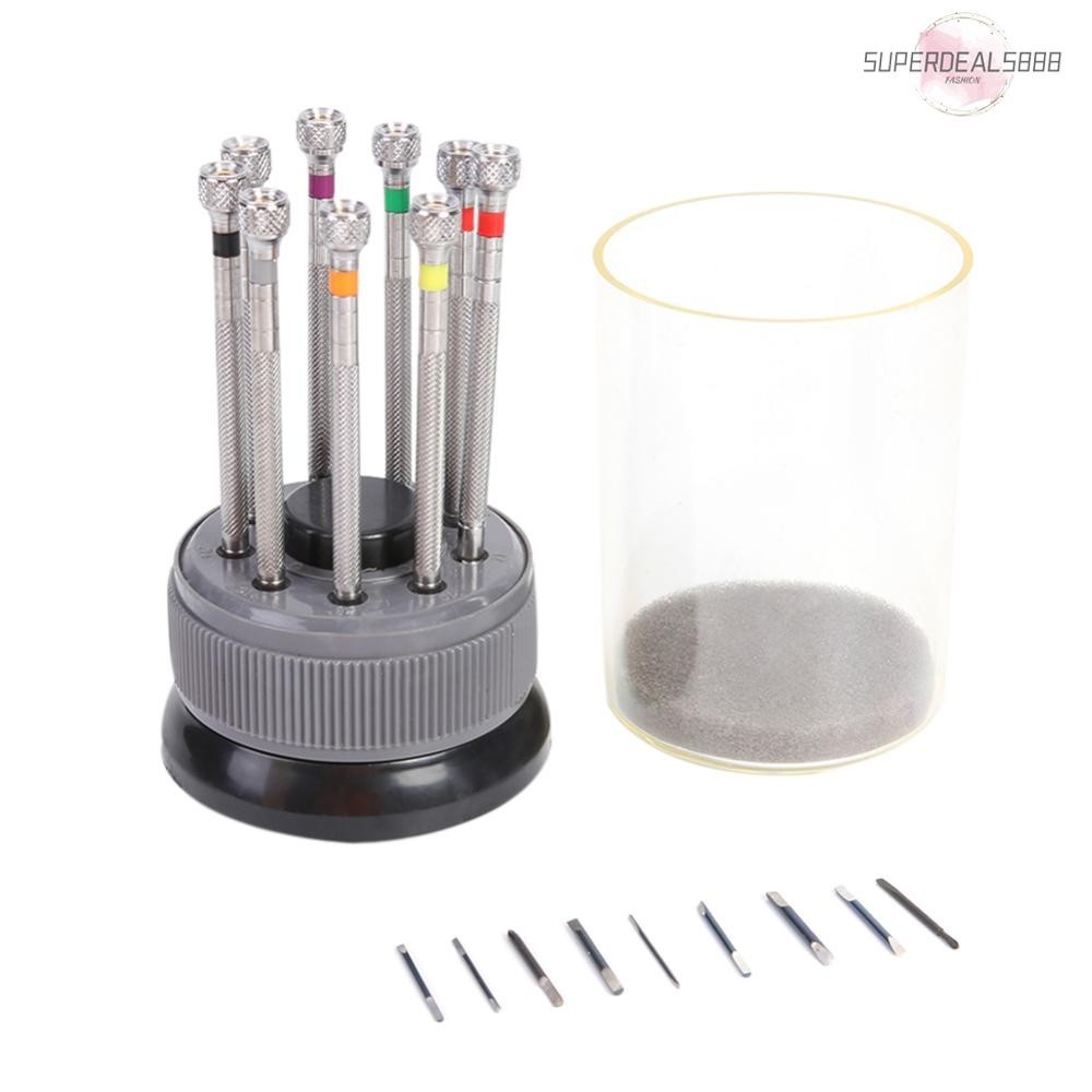 [SuperDeals888.th] Au ชุดเครื่องมือไขควงสปริงบาร์ สําหรับซ่อมแซมนาฬิกาข้อมือ 9 ชิ้น ต่อชุด