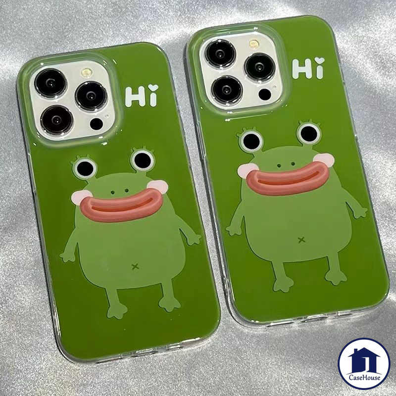 ส่งจากไทย น่ารัก กบ โปร่งใส อ่อนนุ่ม กรณี เข้ากันได้สำหรับ iPhone 11 13 15 7 8 Plus XR 15 14 13 12 Pro Max X XS Max