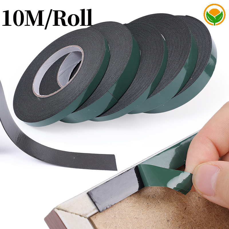 10 เมตร / ม้วน เทปกาวสองหน้า PE โฟม / ฟิล์มสีเขียวหนา สีดํา กันกระแทก กันน้ํา เทปกาวที่แข็งแกร่งเป็นพิเศษ
