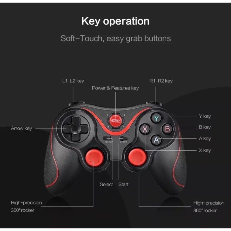 จอยเกมส์ จอยสติ๊ก Android (X3)  จอยมือถือ คอนโซล ไร้สาย รองรับตัวควบคุมบลูทูธ พกพาสะดวก