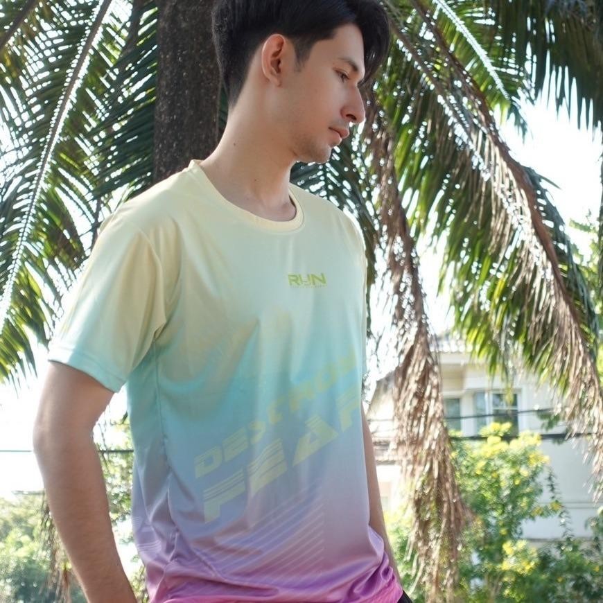 เสื้อกีฬาผู้ชาย (ผ้าเย็น) ใส่ออกกำลังกาย/วิ่ง/เตะบอล ผ้าไมโครเรียบเบาสบายระบายอากาศดีแห้งไว พิมพ์ลายทั้งตัว - รูปที่ 6