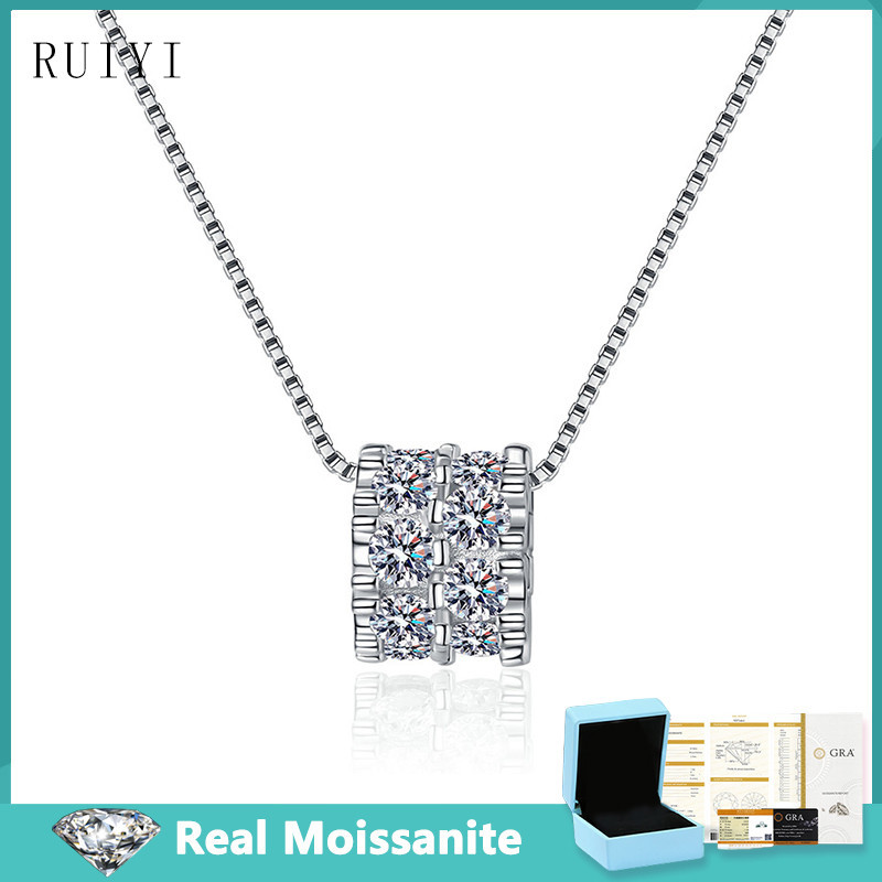 1.6ct สร้อยคอโซ่เงินแท้ 925 จี้เพชรโมอิส ทรงกลม หรูหรา เครื่องประดับ สําหรับผู้หญิง