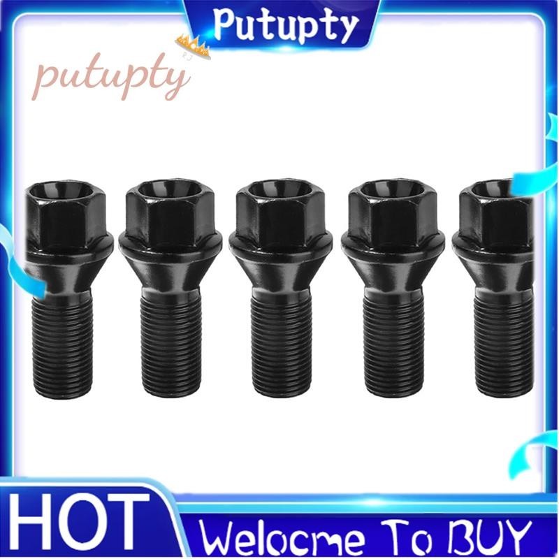【Putupty 】น็อตล็อคล้อ แบบเหล็ก M14X1.25 สีดํา 5 ชิ้น 36136781151 สําหรับ BMW X3 X5 E70 E71 F20 F25 X5 X6