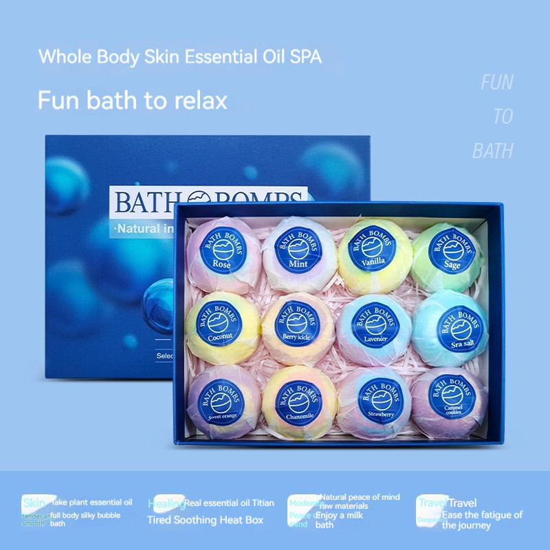 Bath Bomb 12 ลูก เกลืออาบน้ำ Bath Salt Ball ฟองฟู่ กลิ่นหอม Aromatherapy Spa ผ่อนคลาย ผิวชุ่มชื้น