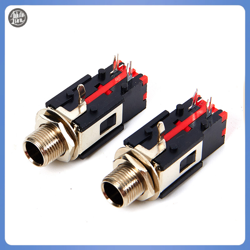 Wl| ใหม่ แจ็คเชื่อมต่อหูฟังสเตอริโอ 6.35 มม. 1/4 2Pin ตัวเมีย 2 ชิ้น