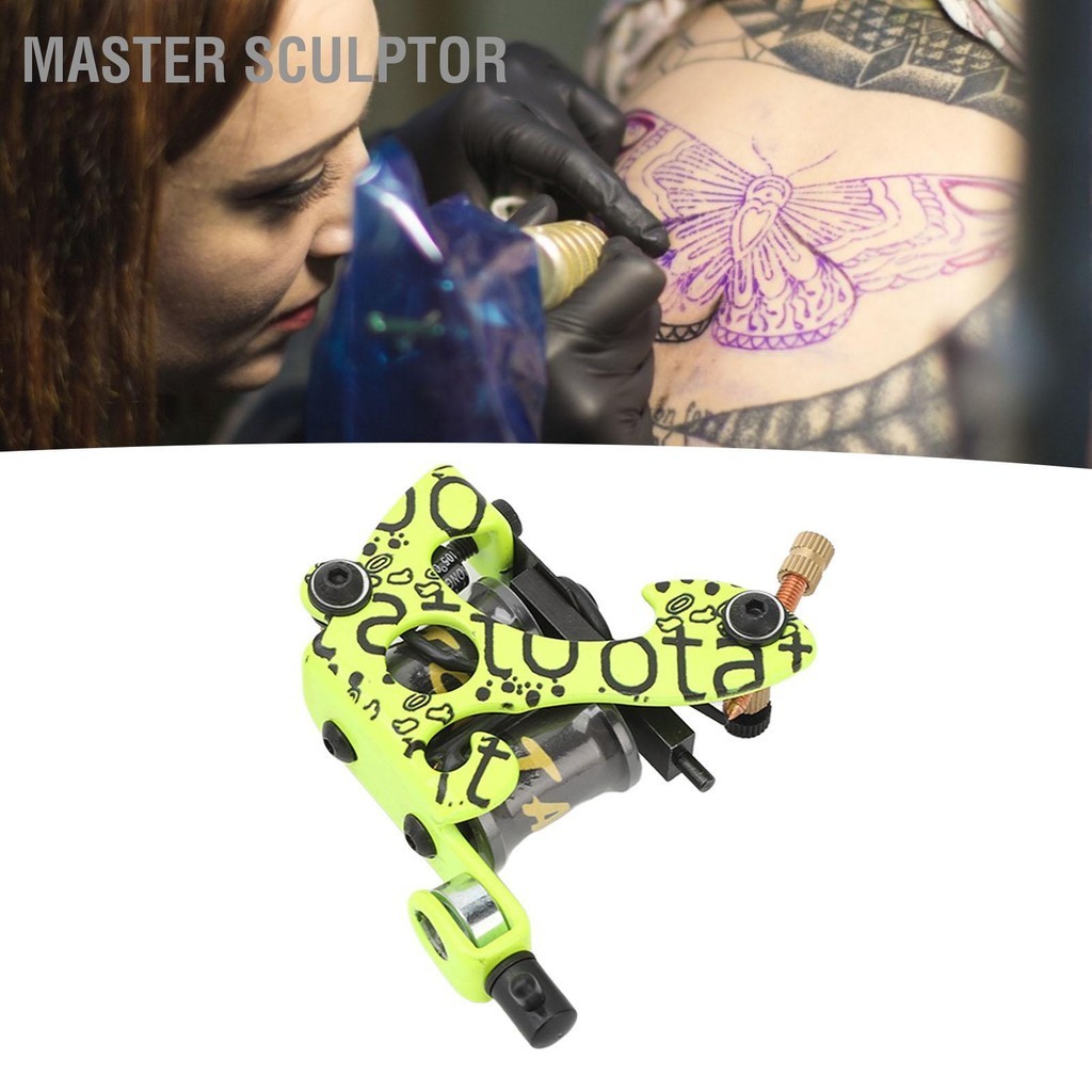 Master Sculptor 8 Wraps Tattoo Coil Machine เหล็กทองแดงลวดเสียงคมชัด Liner Shader สำหรับผู้เริ่มต้น