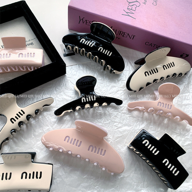 ใหม่ กิ๊บติดผมแฟชั่น รูปตัวอักษร MIU Acetate เรียบง่าย สไตล์ฝรั่งเศส