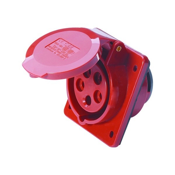 ปลั๊กตัวเมียฝังผนังแบบเฉียง SF-425L 3P+E+N 32A 380V แดง