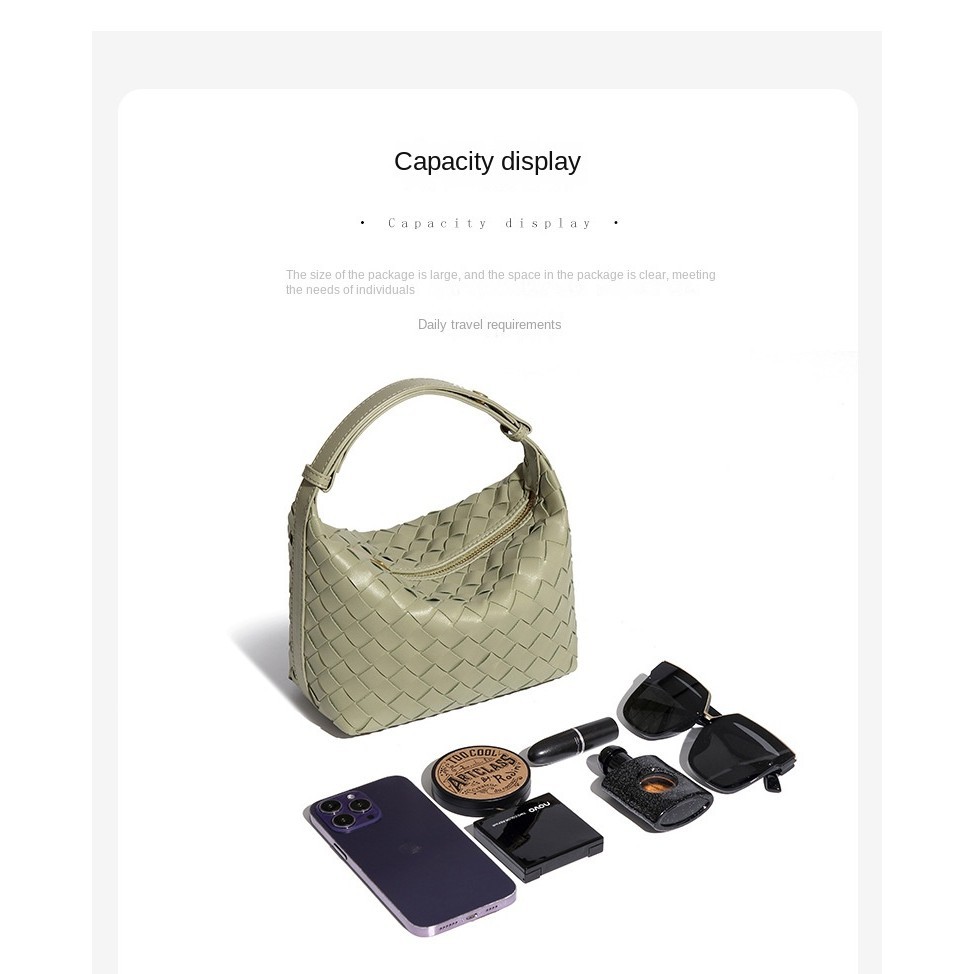 กระเป๋าผ้า PU กระเป๋าถือหนังทอมือ Niche Design แฟชั่นลําลองถือกระเป๋าหญิง All-Match เนื้อสด One-Shoul