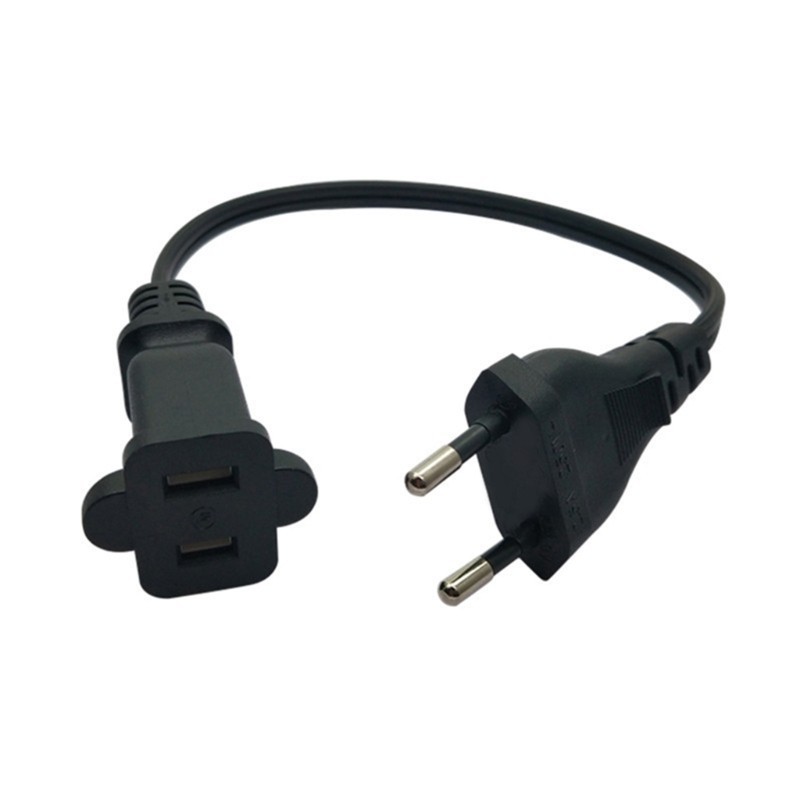 WU 30 ซม.EU4 0 มม.ชายปลั๊ก NEMA 1-15R 2Prong หญิงอะแดปเตอร์สายไฟ 2x0 75m2 สายไฟสีดํา