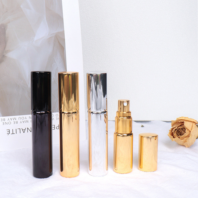 ขายส่ง 10ml UV เคลือบสเปรย์ขวด Bright Gold Bright Silver Bright สีดําขวดน้ําหอมแบบพกพาทดลองตัวอย่างข