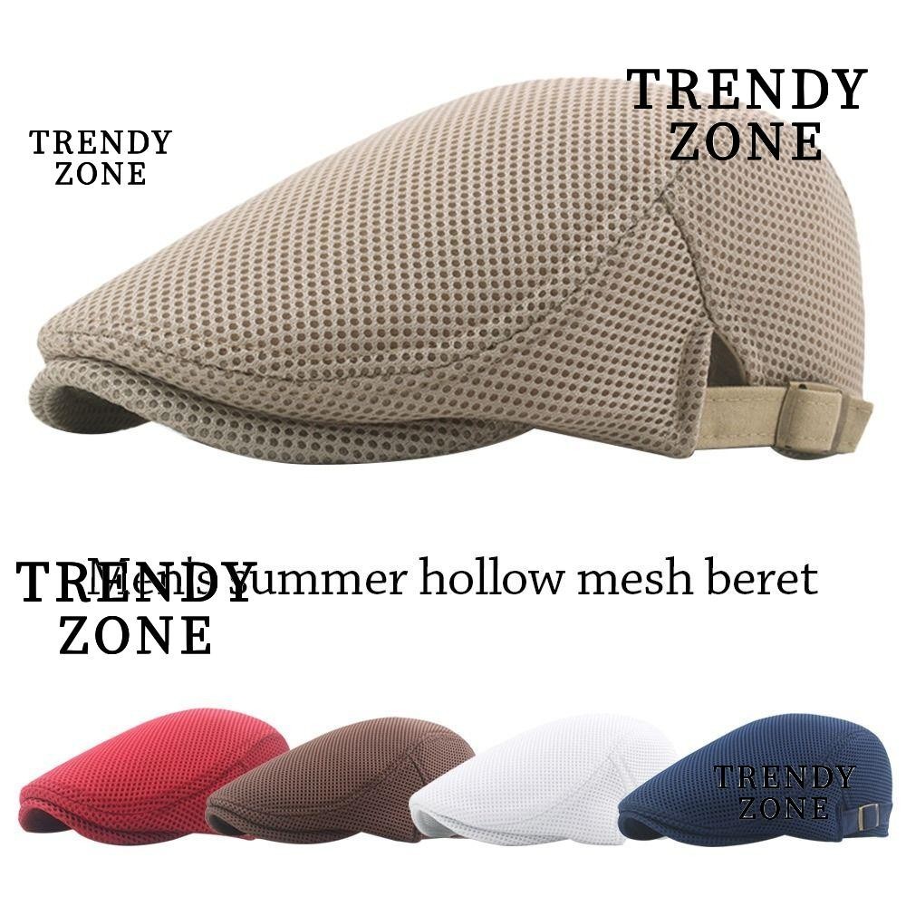 Trendyzone หมวกเบเร่ต์ ผ้าตาข่าย ระบายอากาศ ปรับได้ แฟชั่นฤดูร้อน