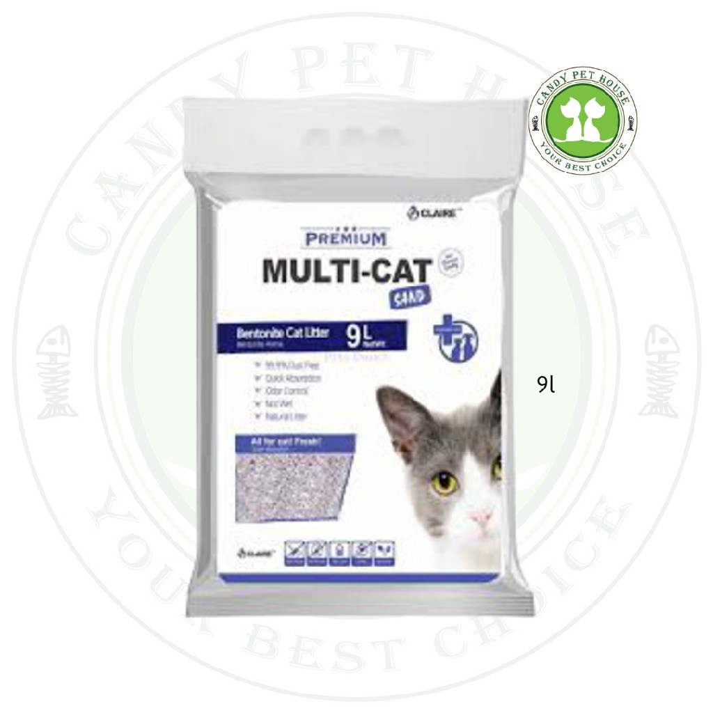 Claire Multi Cat Multicat Premium Bentonite Cat Litter ( Pasir Halus ) 9 ลิตร