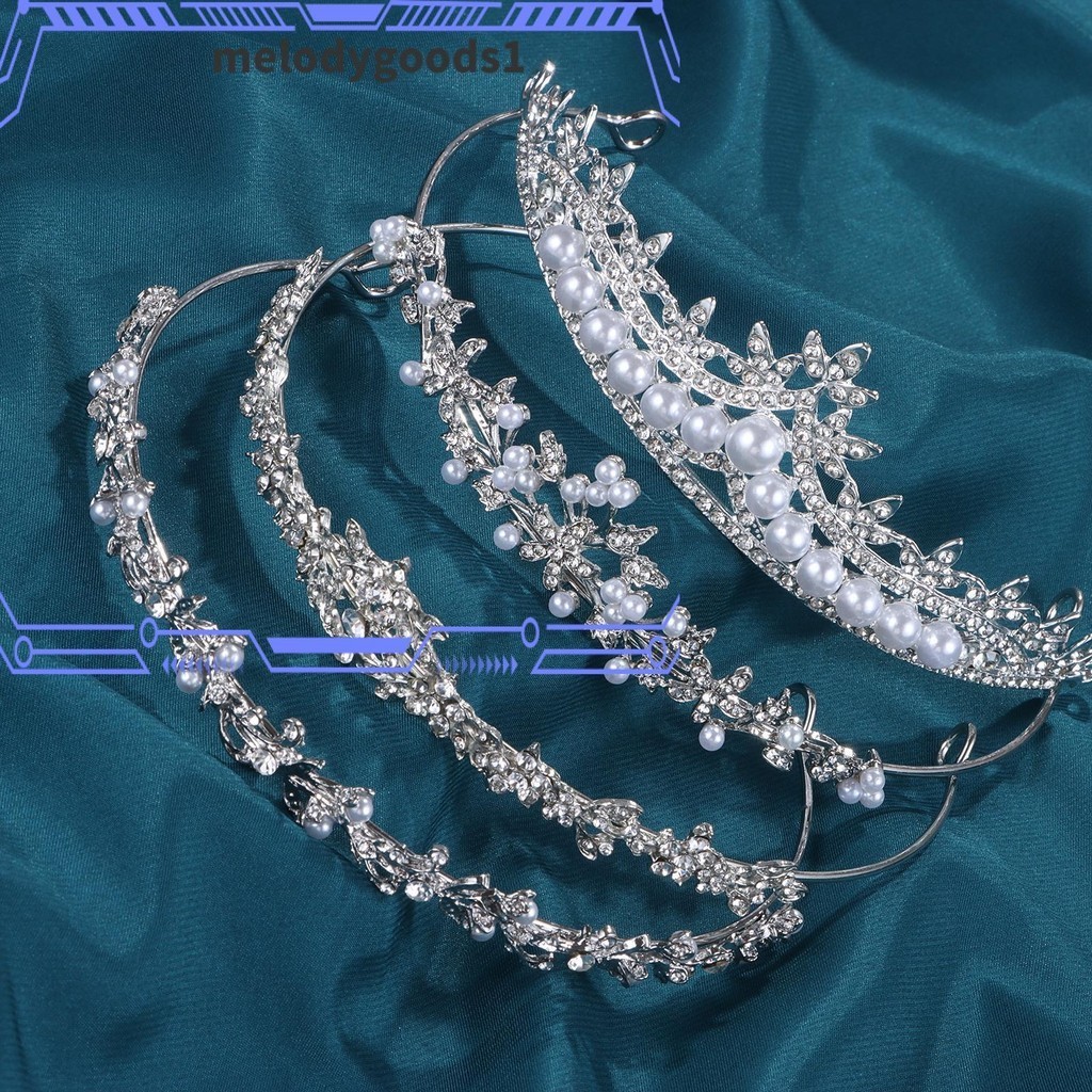 Melodygoods1 ที่คาดผม มงกุฎคริสตัล พลอยเทียม เครื่องประดับแฟชั่น สําหรับผู้หญิง งานแต่งงาน ปาร์ตี้